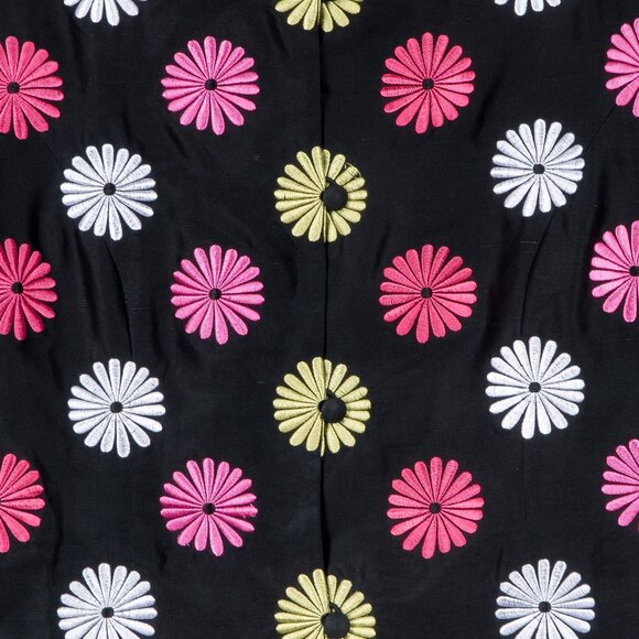 Kelly Diane Floral Embroidered Jacket 14 Womens Black Pink Buttons Silk Career - Picture 4 of 6